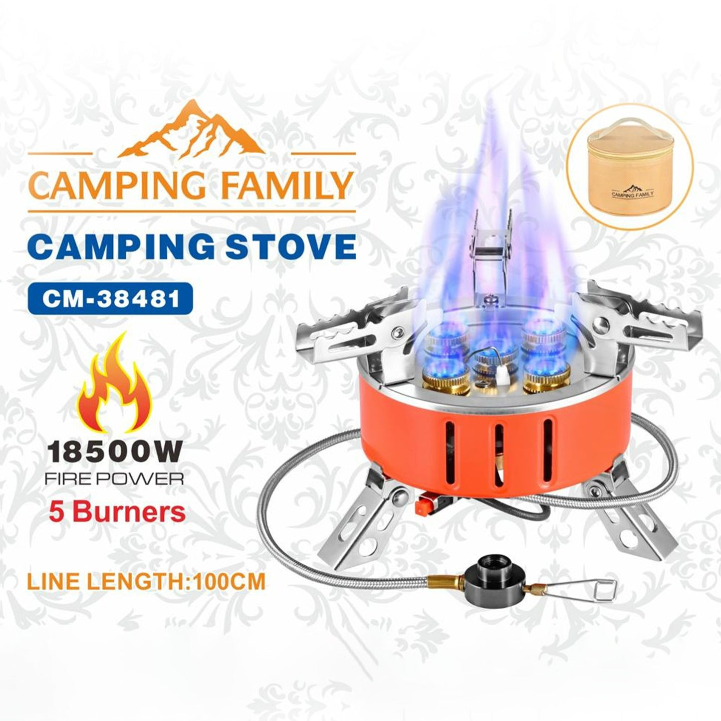 5-Burner Camping Gas Stove with 2-Year Warranty