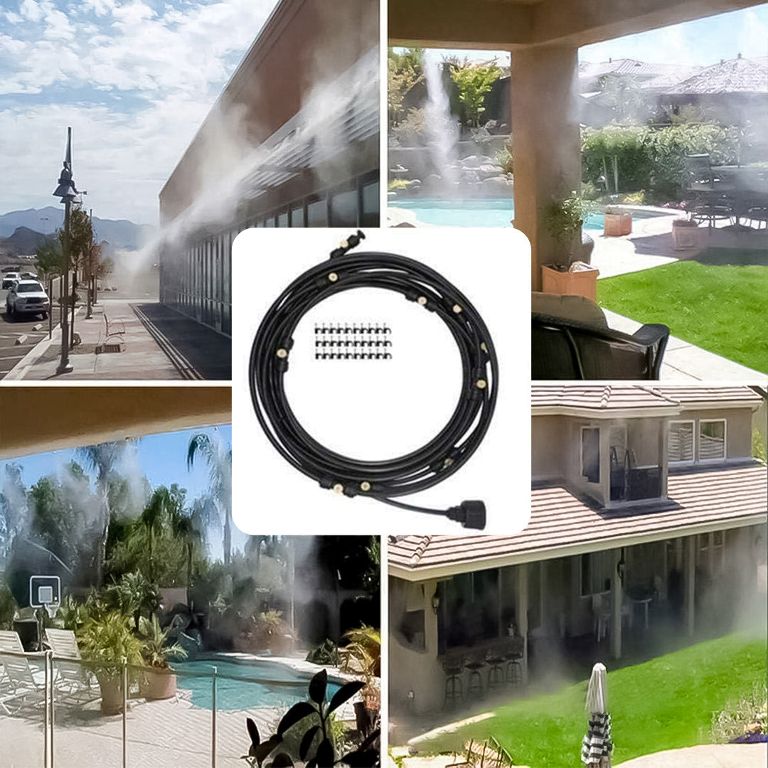 Display of three 10-meter humidification mist sprayers with 10 spray holes