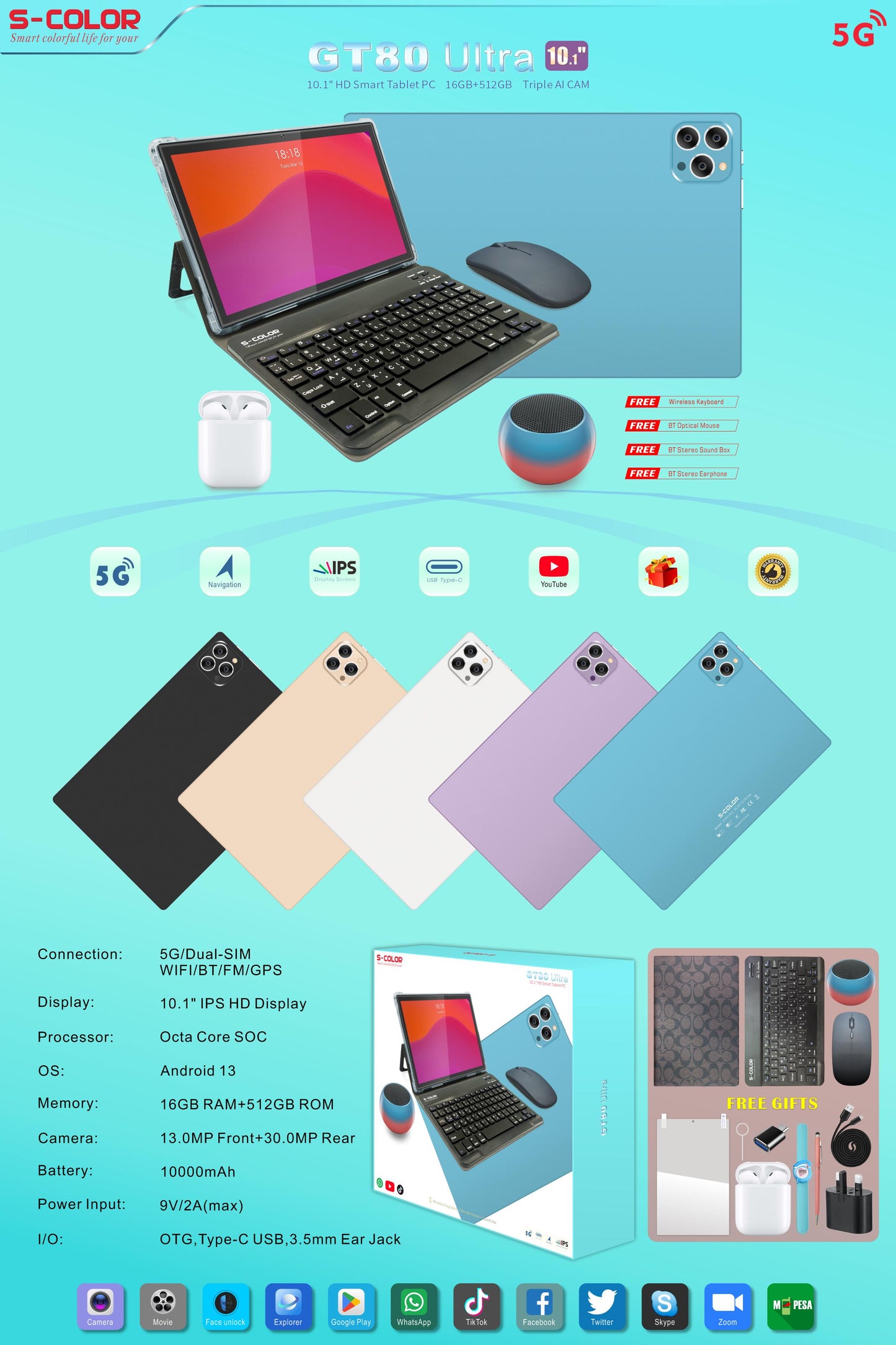 GT80 ??Ultra 10-inch Tablet, Gift Set, 6-month Warranty