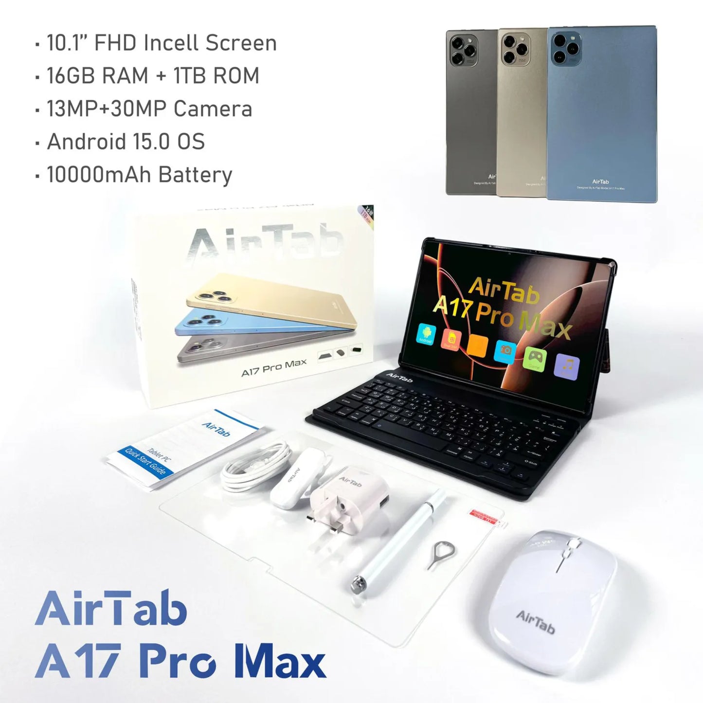 A17 MAX tablet, 6-month warranty, with Bluetooth keyboard and mouse, gift set