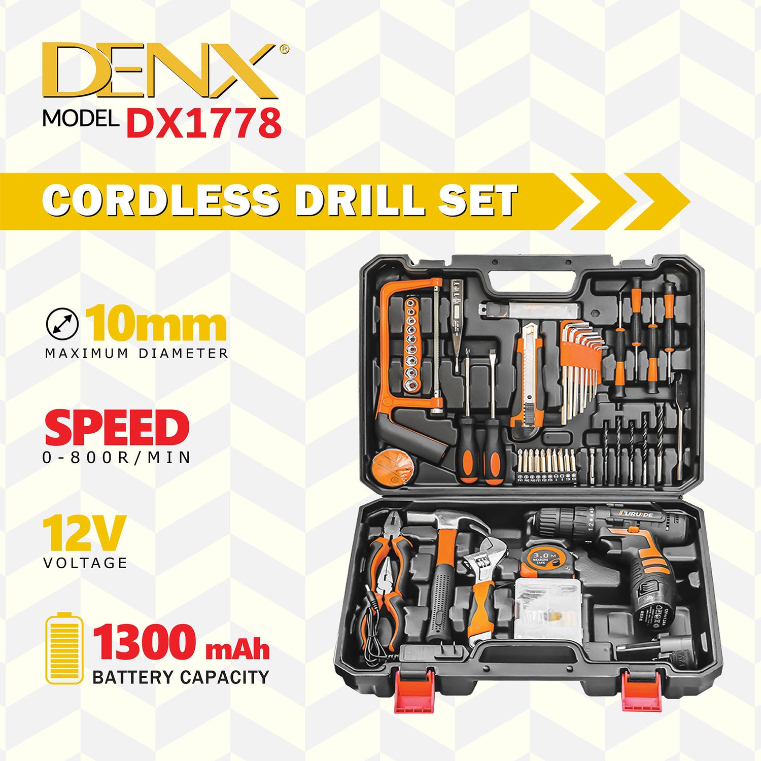 120-piece drill set with a two-year warranty