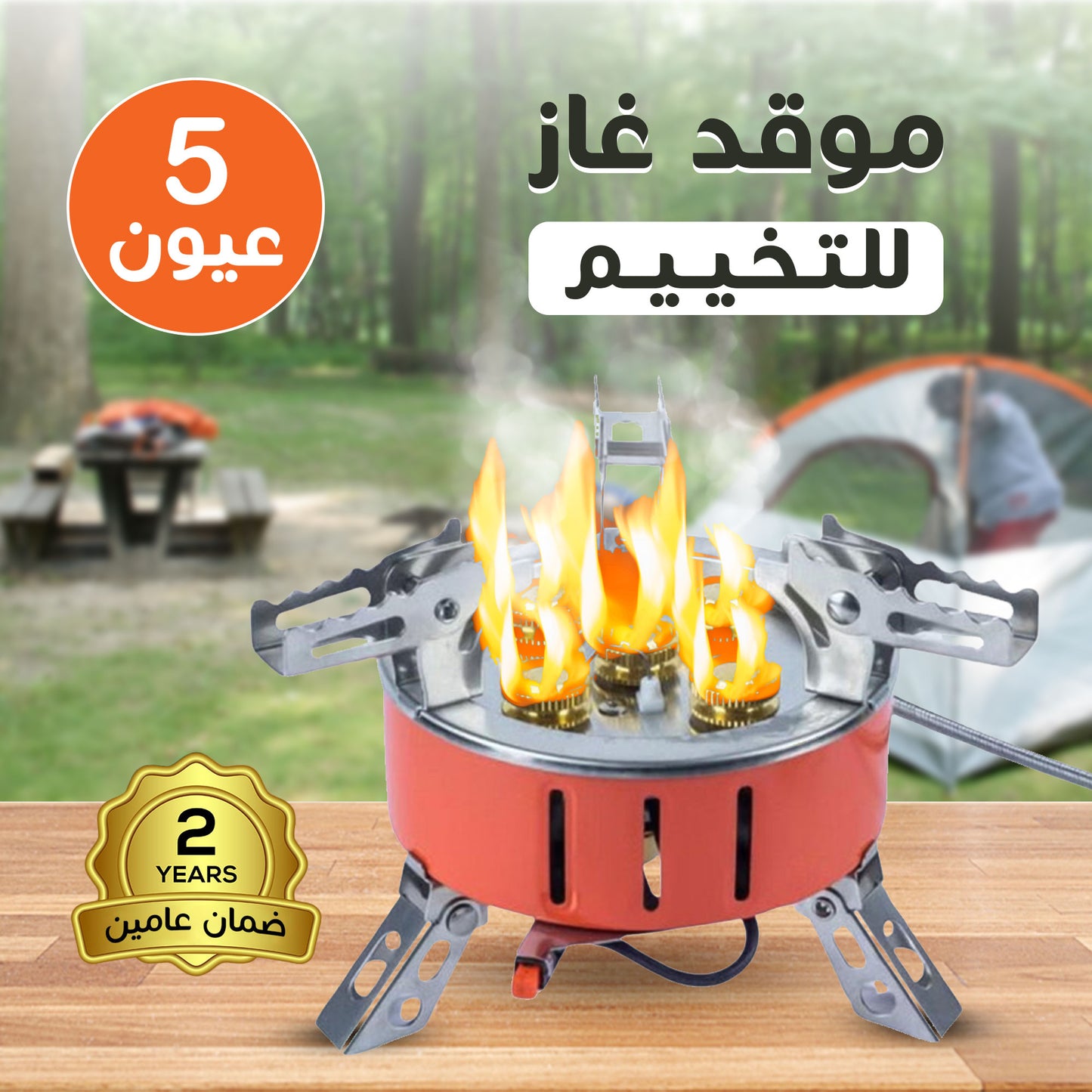 5-Burner Camping Gas Stove with 2-Year Warranty