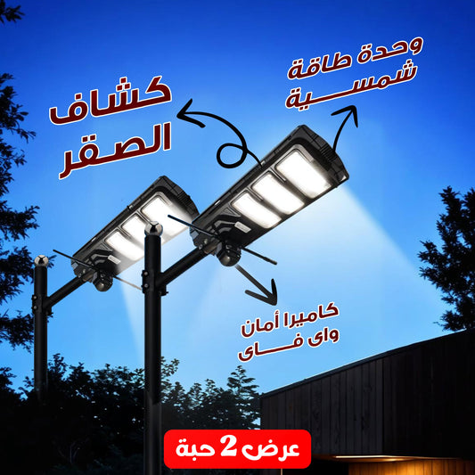 Offer of two Wi-Fi security cameras with a powerful spotlight and a solar power unit.